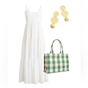 NWT J. Crew Bow-back tiered maxi dress in soft gauze